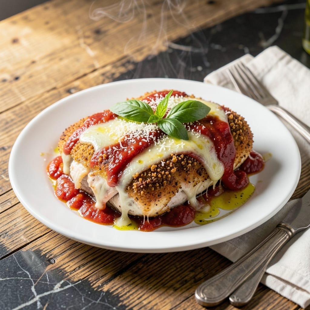 Healthy Chicken Parmigiana Recipe Baked: Lightened Crispy Coating with Melty Cheese