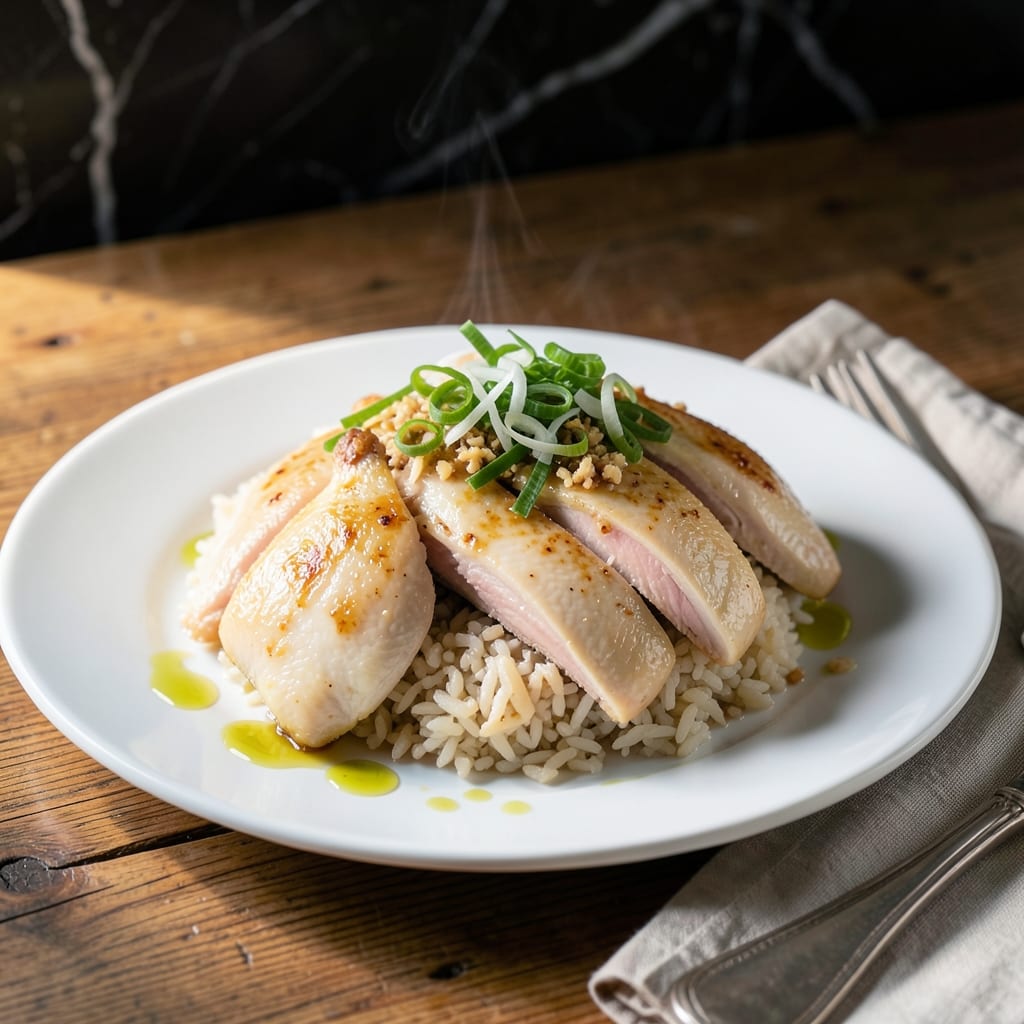 Hainan Chicken Rice Recipe Singapore: Fragrant Poached Chicken With Ginger-Infused Rice