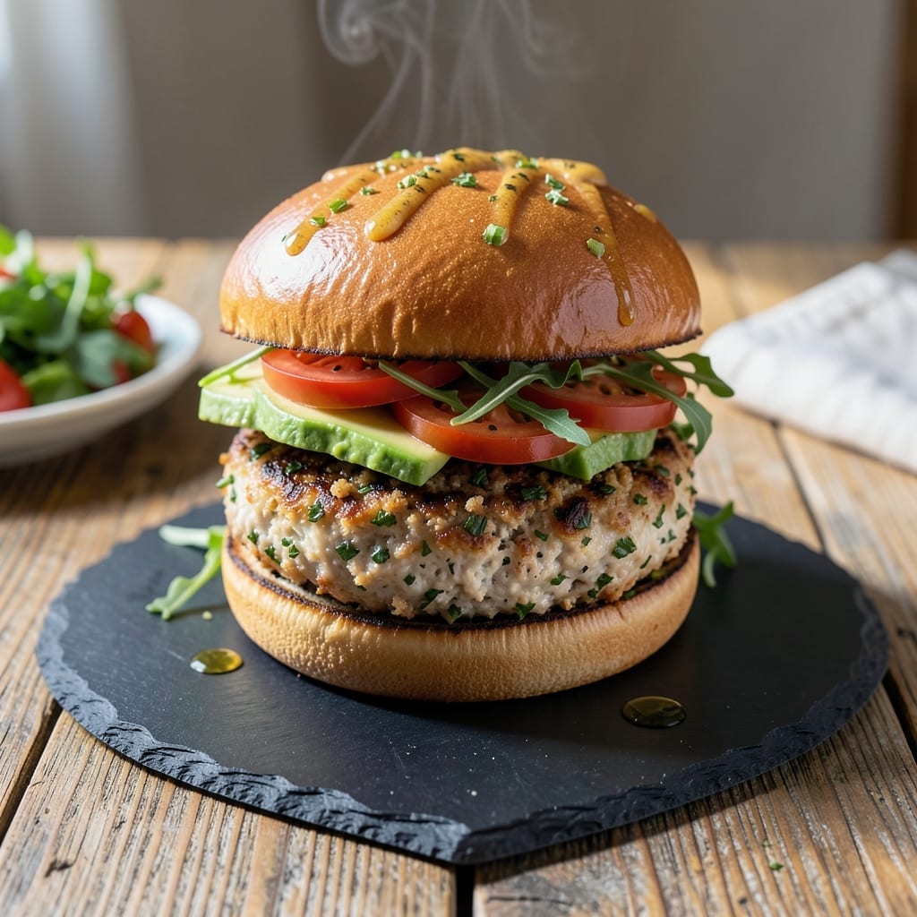 Healthy Chicken Burger Recipe for Ground Chicken: Moist Patties With Herbed Yogurt Sauce