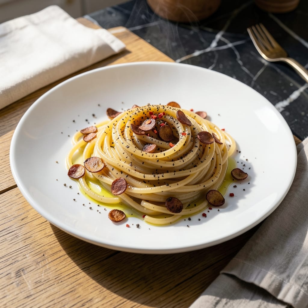Pasta Recipe 5566: Silky Strands With Garlic Olive Oil