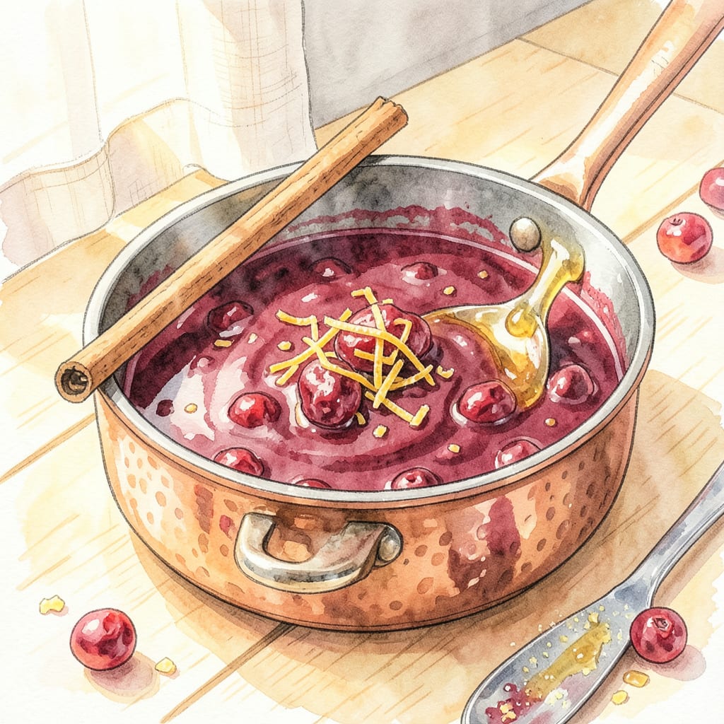Alex Guarnaschelli's Cranberry Sauce Recipe: Bright Tartness With Orange Zest Kick illustration with key details