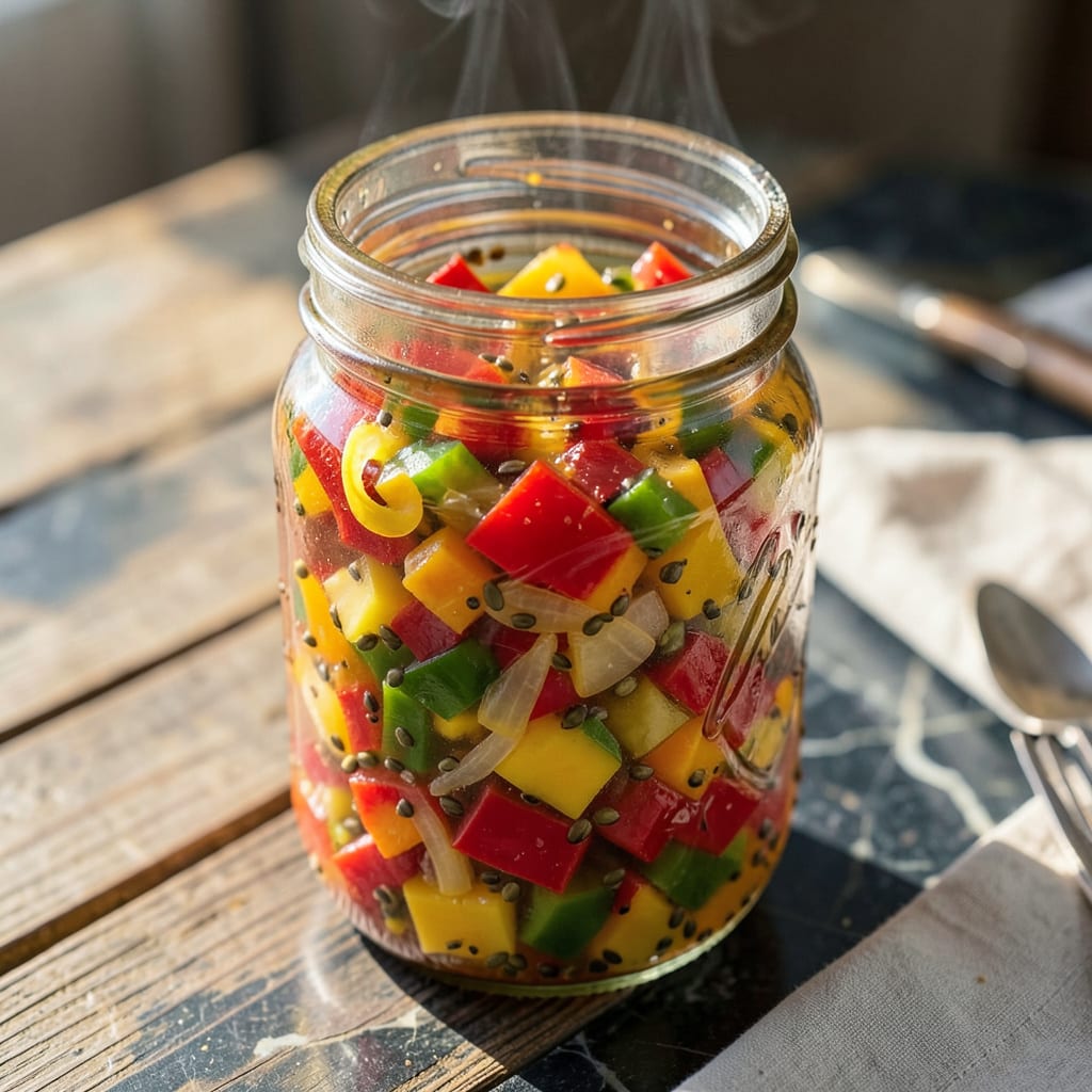 Comprehensive amish sweet pepper relish recipe visual reference