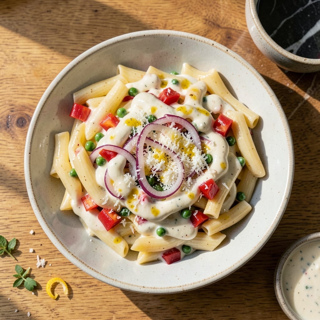 Best Creamy Pasta Salad Recipe Ever: Chilled Garden Medley with Parmesan Bite