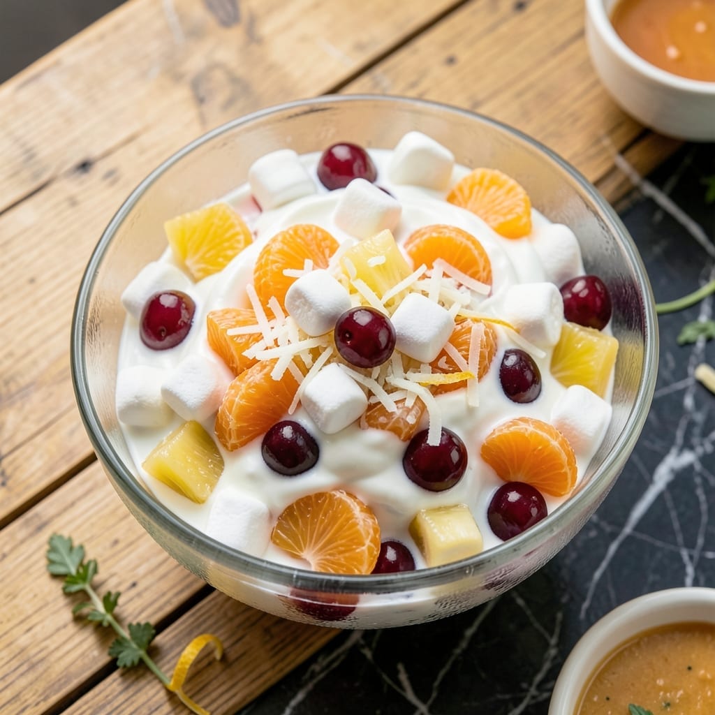 5 Cup Salad Recipe Ambrosia: Marshmallow and Fruit Nostalgia in a Bowl