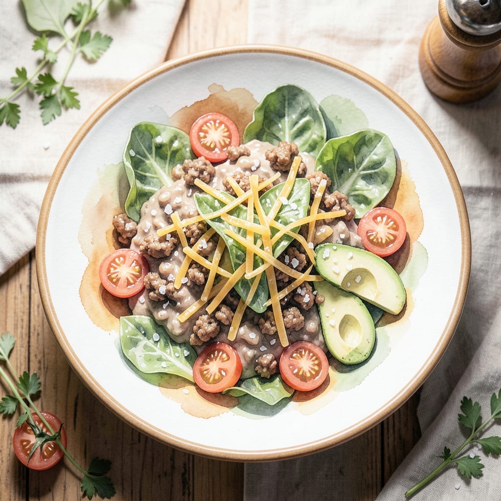 Recipe For Taco Salad With Refried Beans: Layered Fiesta in a Bowl