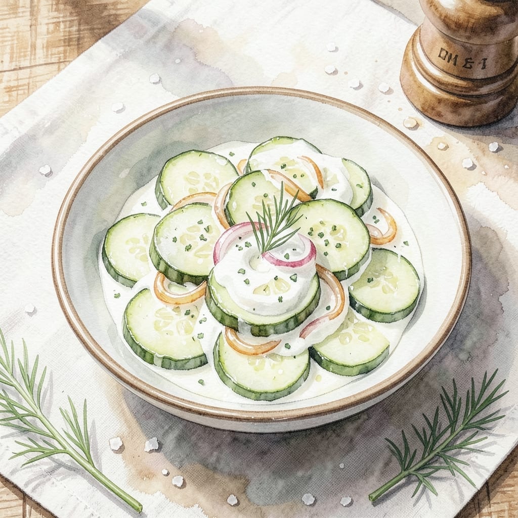 Creamy Cucumber Salad Recipe Ingredients: Chilled Herbed Refreshment