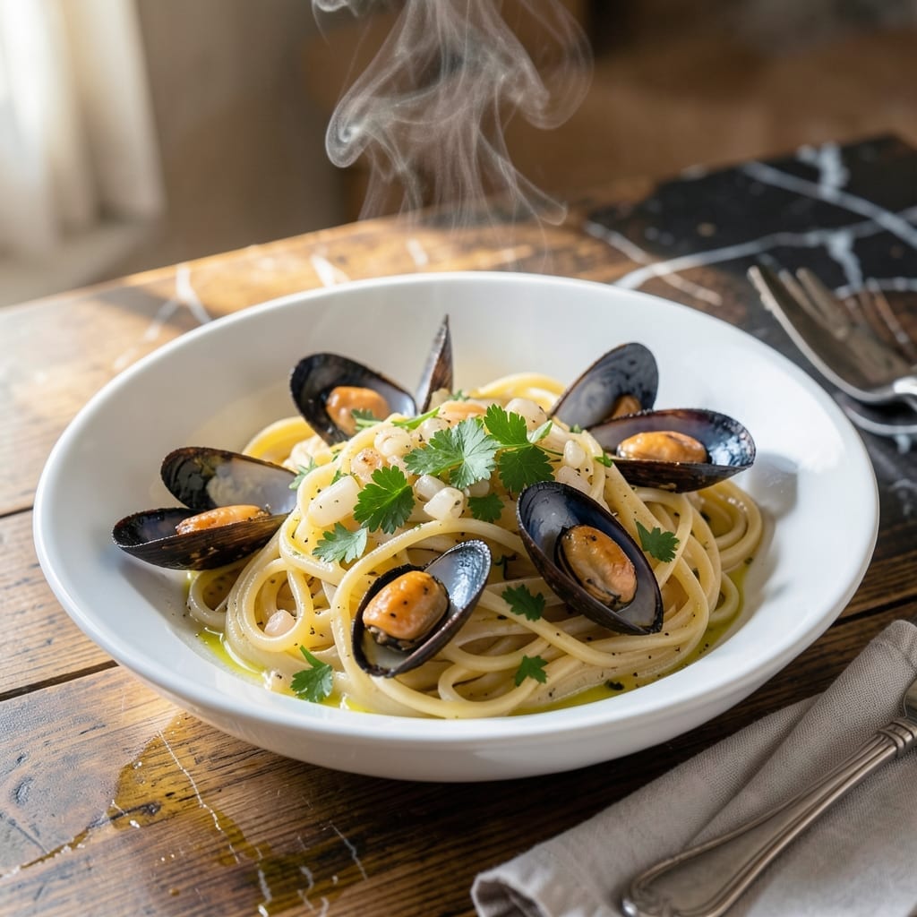 Mussels Recipe Pasta: Garlic-White Wine Infusion Over Al Dente Noodles