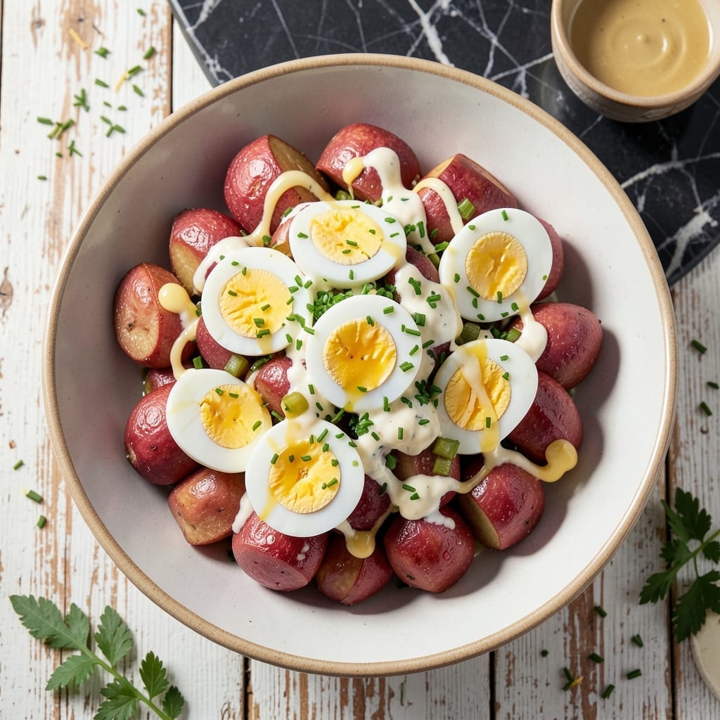 Red Skin Potato Salad Recipe With Egg: Rustic Chunky Texture With Hard-Boiled Bite