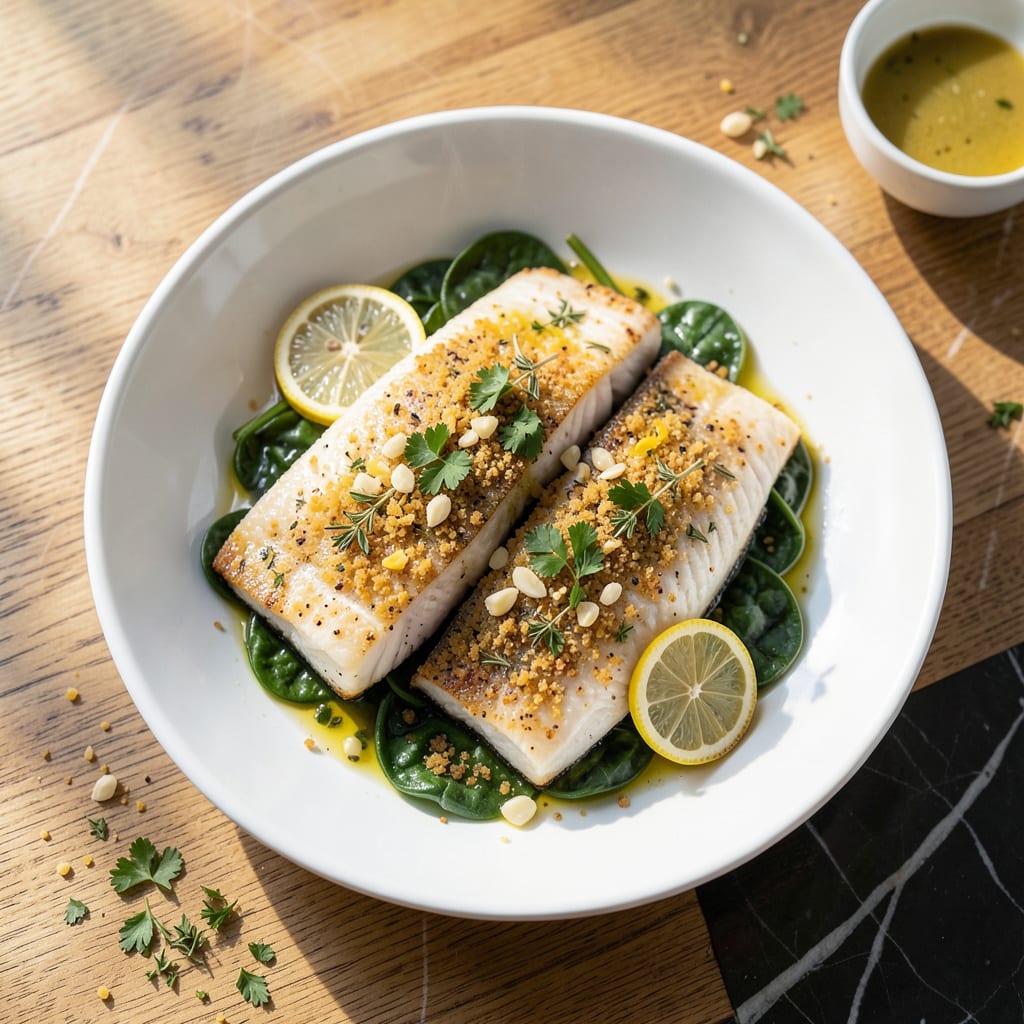 Baked Largemouth Bass Recipe: Flaky White Fish With Lemon Herb Crust example with annotations