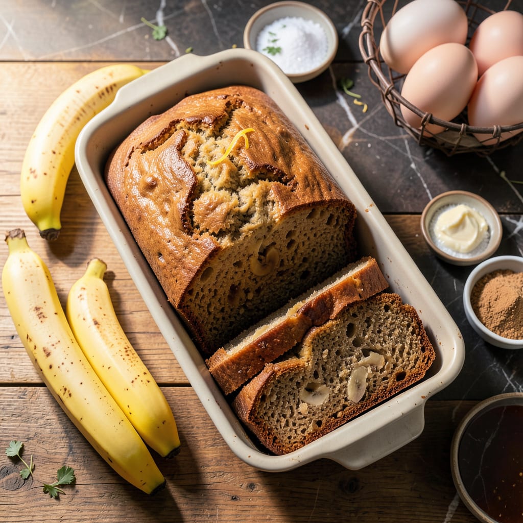 banana bread recipe for 9x5 pan example with annotations