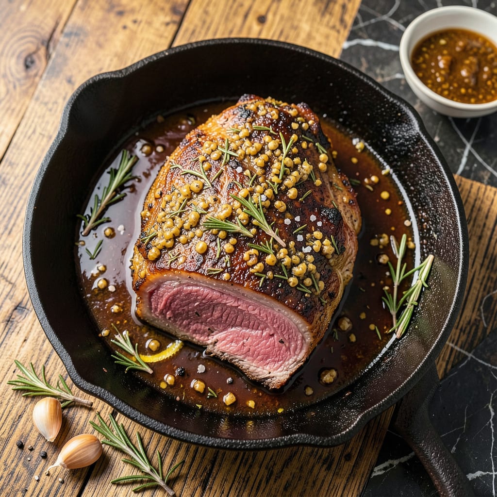 Visual representation of Barefoot Contessa's Sirloin Tip Roast Recipe: Garlic Herb Crust for Perfect Medium Rare