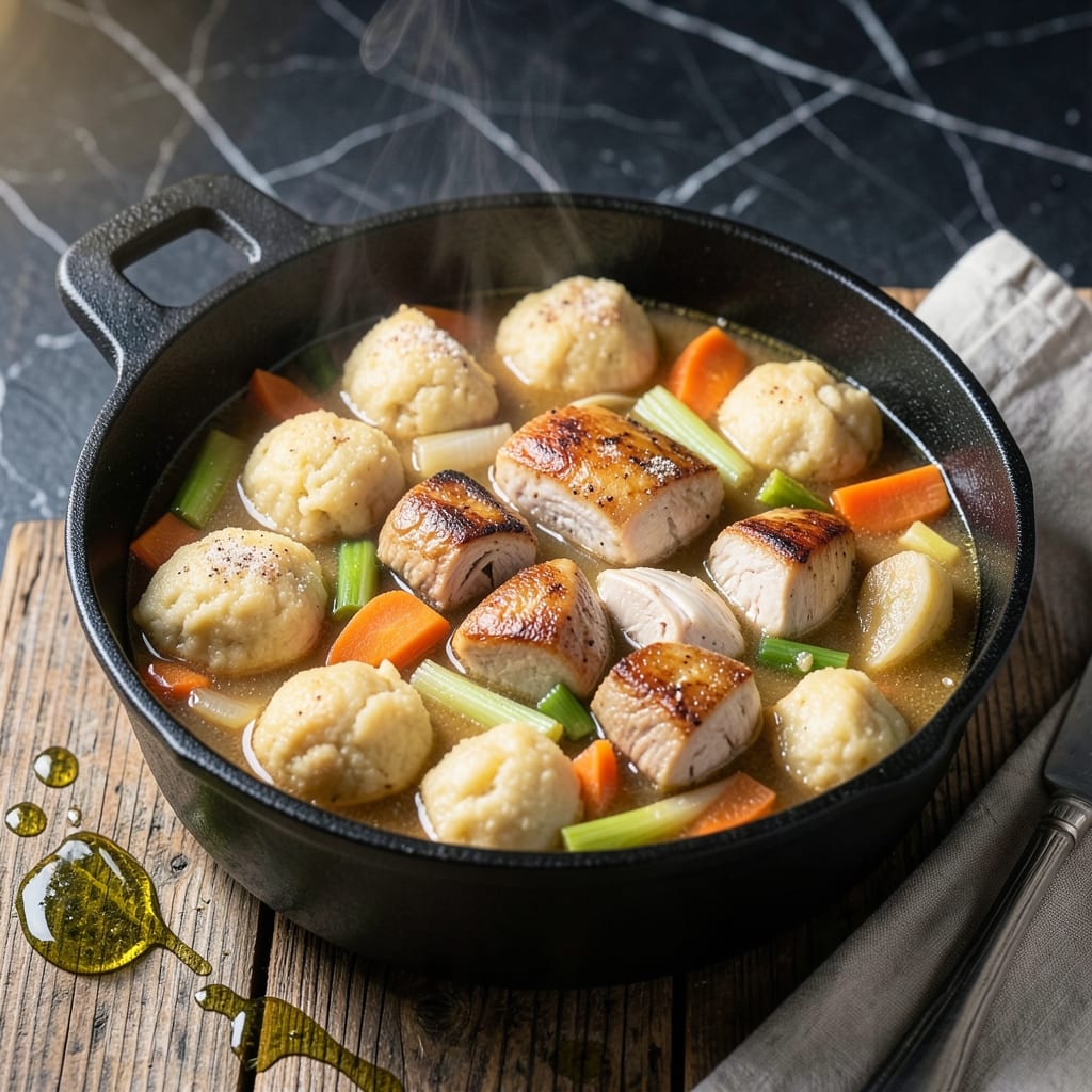 Free Recipe for Chicken and Dumplings: Fluffy Pillows in Savory Broth