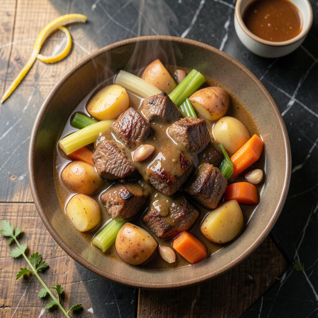 Beef Stew Recipe Slow Cooker No Tomato Paste: Rich Gravy With Melted Vegetables detailed visual guide