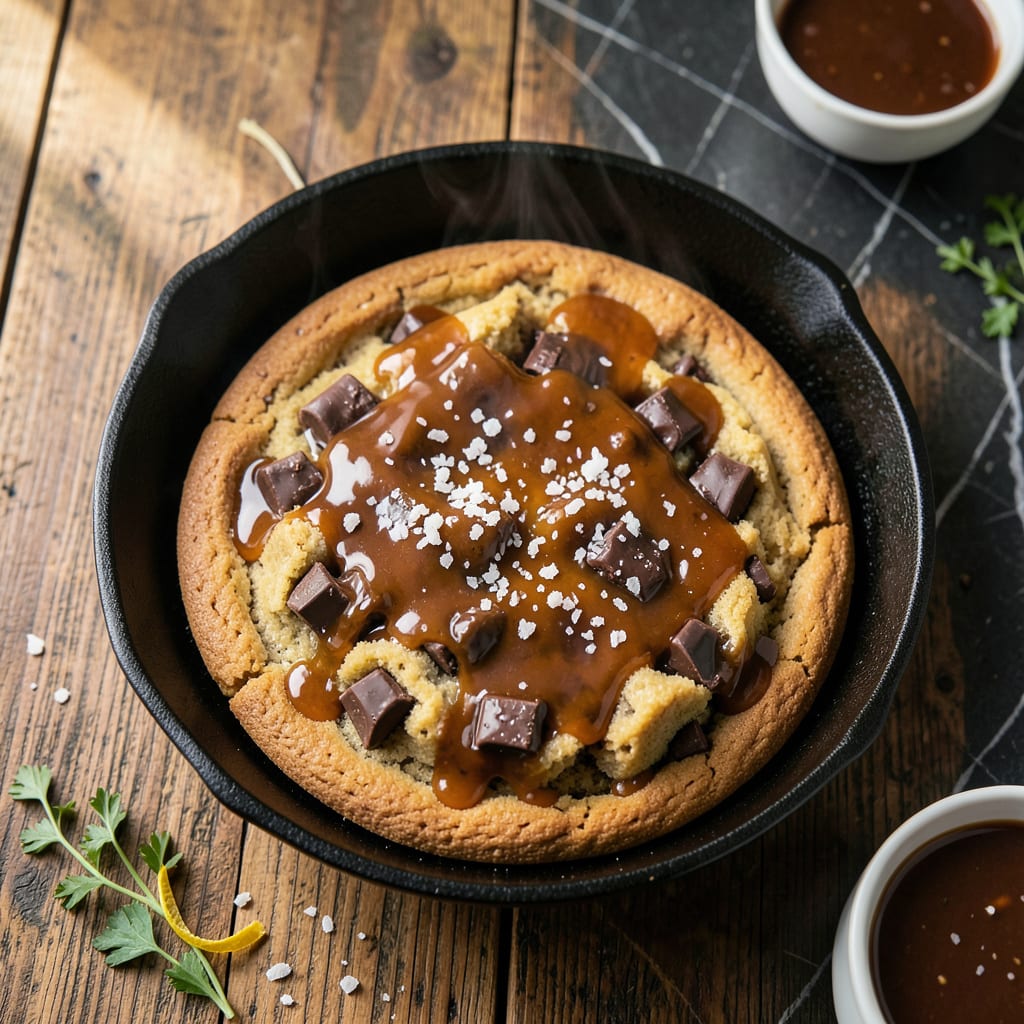 Complete BJ's Salted Caramel Pizookie Recipe: Warm Gooey Cookie Skillet Delight overview image