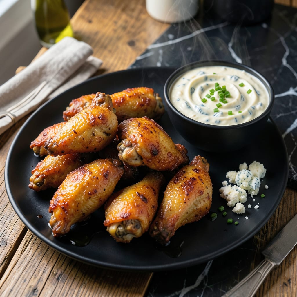 blue cheese recipe for wings illustration with key details