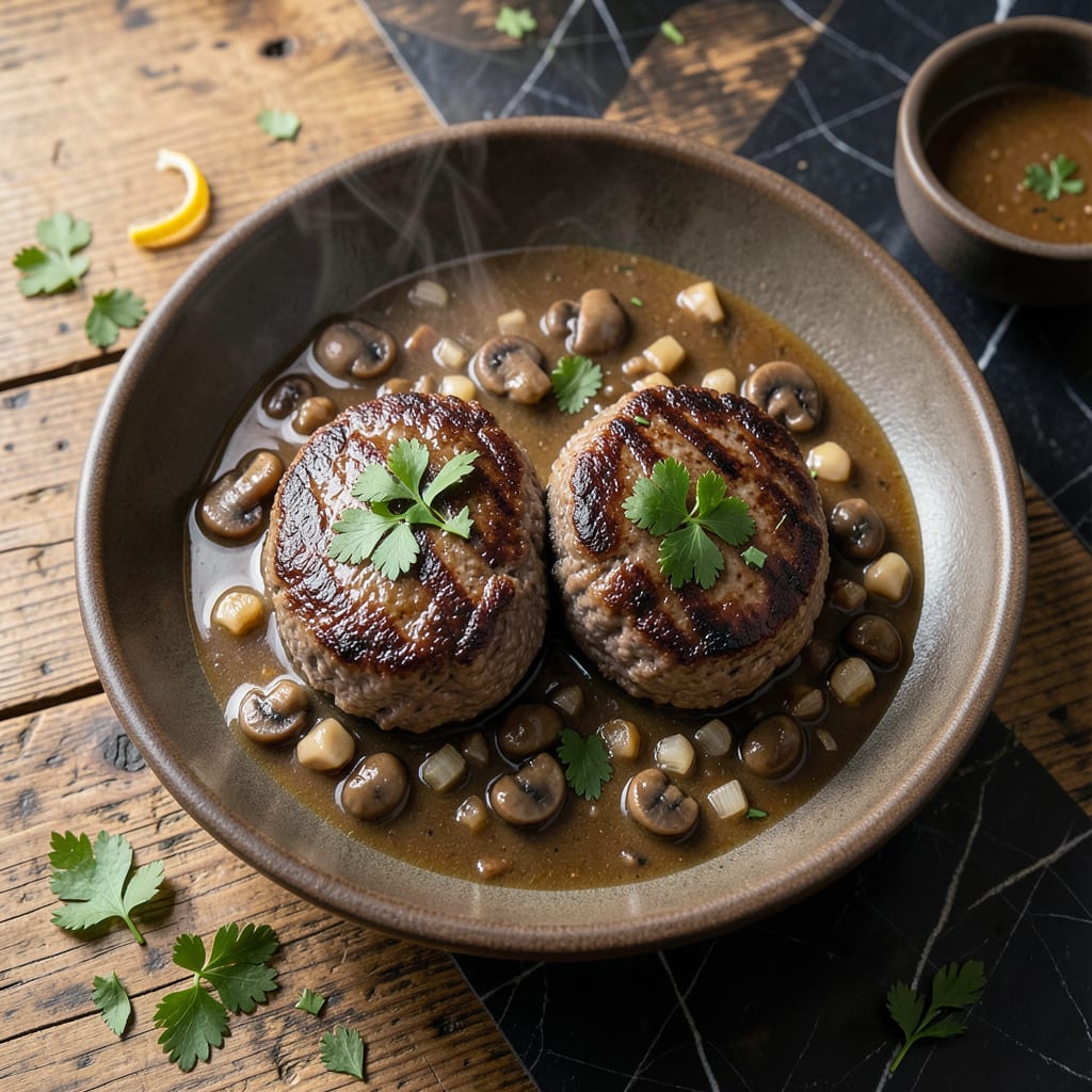 Complete Bobby Flay's Salisbury Steak Recipe: Savory Mushroom Gravy and Tender Patties overview image