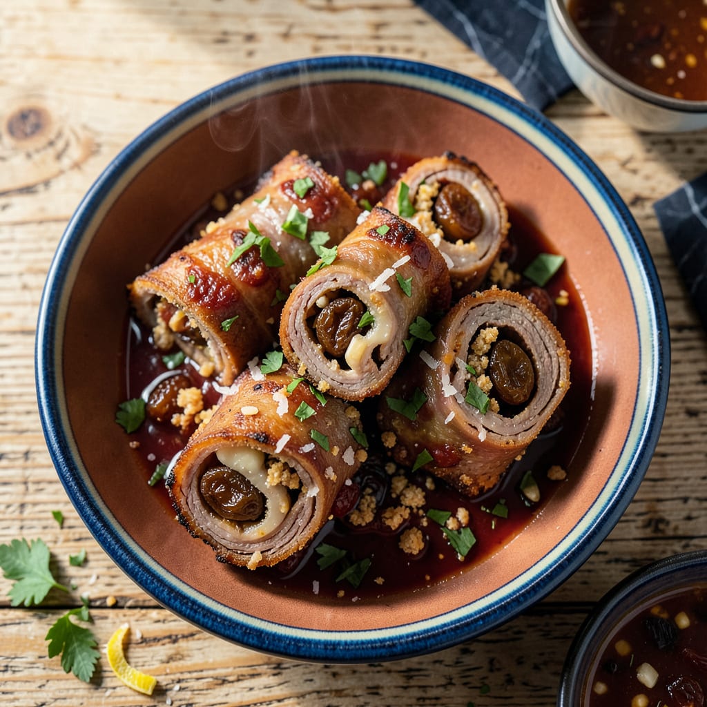 braciole recipe with raisins illustration with key details