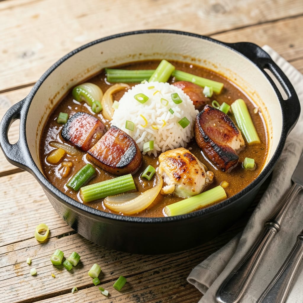 breakfast gumbo recipe illustration with key details