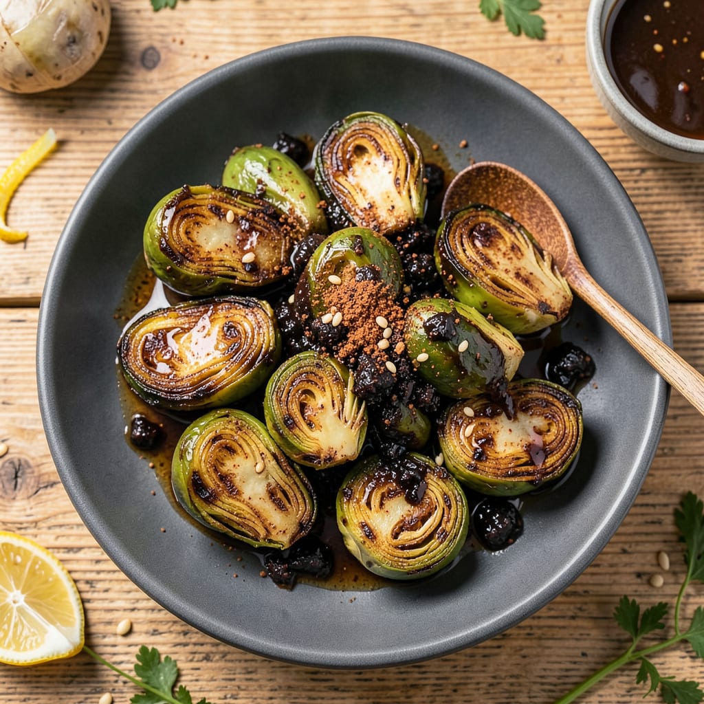 Brussels Sprouts Black Garlic Marinade Recipe: Umami Rich Glaze for Roasting & Grilling example with annotations