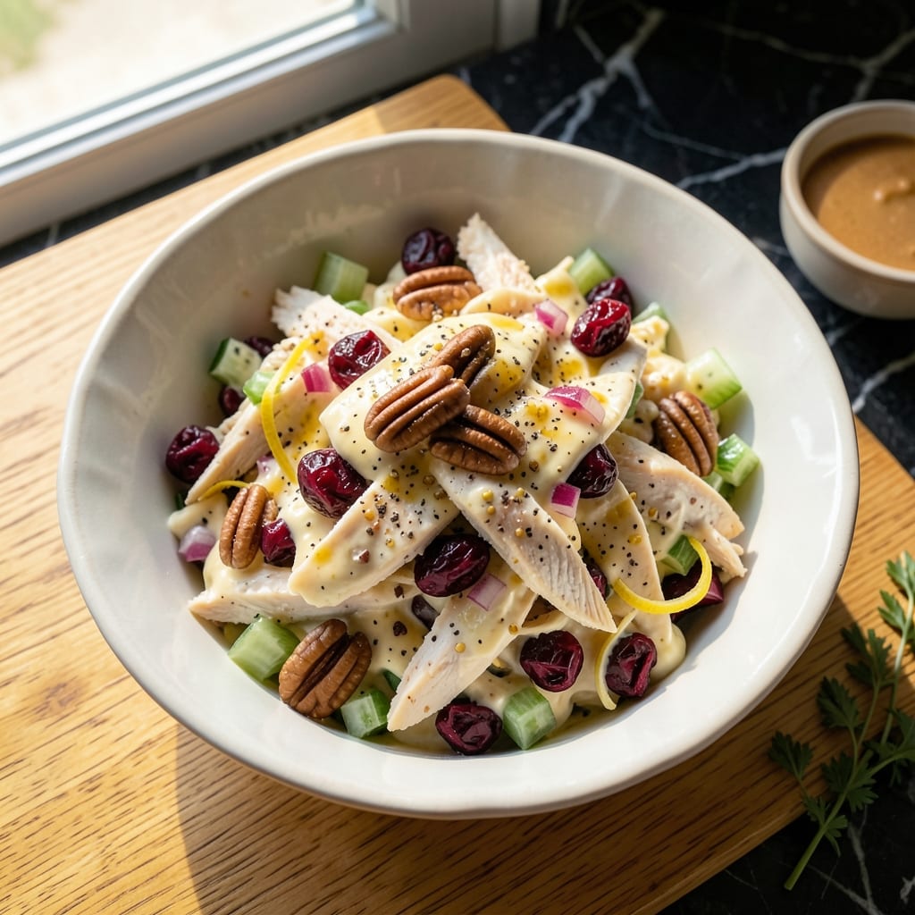 Complete buc ees chicken salad recipe cranberry pecan overview image