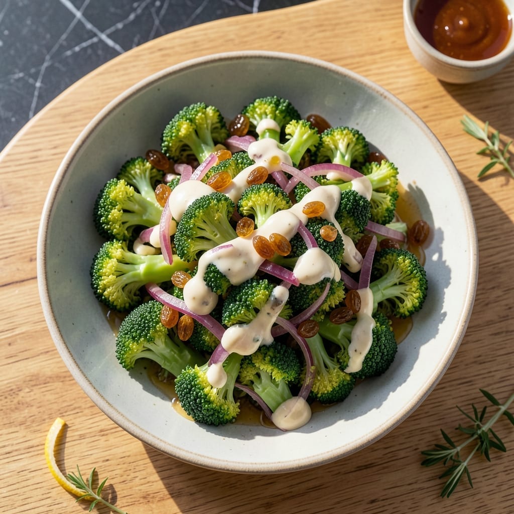 Broccoli Salad Recipe With Golden Raisins: Sweet and Crunchy Picnic Classic Broccoli Salad Recipe With Golden Raisins: Sweet and Crunchy Picnic Classic