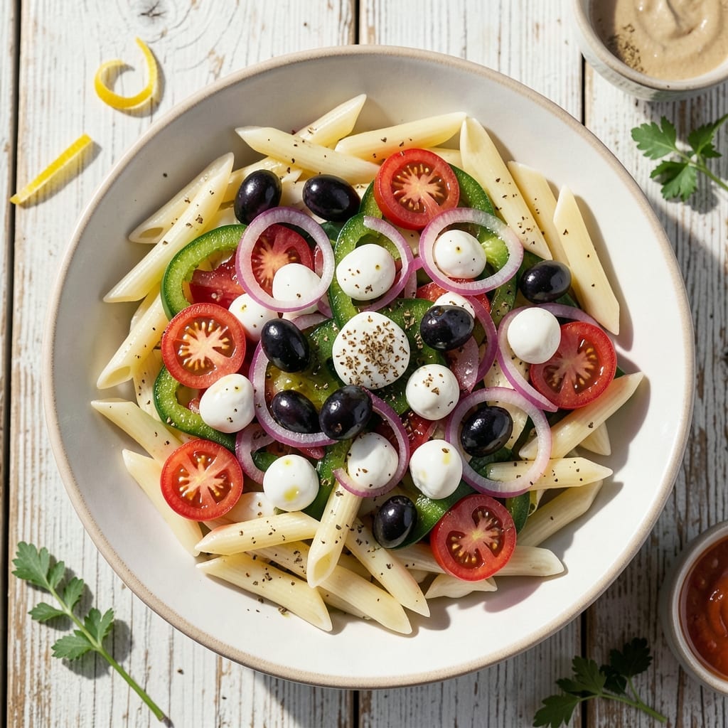 Italian Pasta Salad Recipe With Mozzarella: Al Dente Noodles and Pearl-Like Cheese