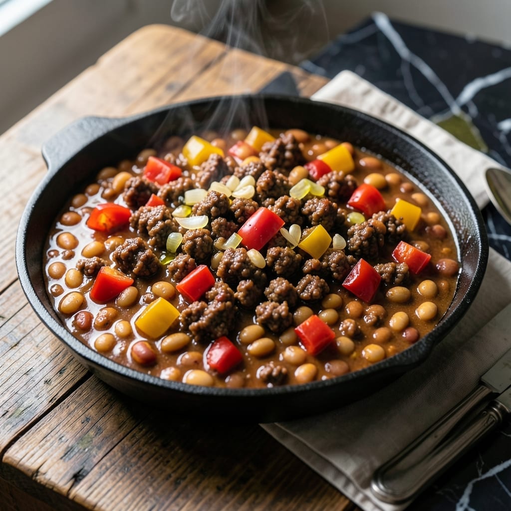 Loaded Baked Beans Recipe With Ground Beef: Smoky One-Pot Heartiness