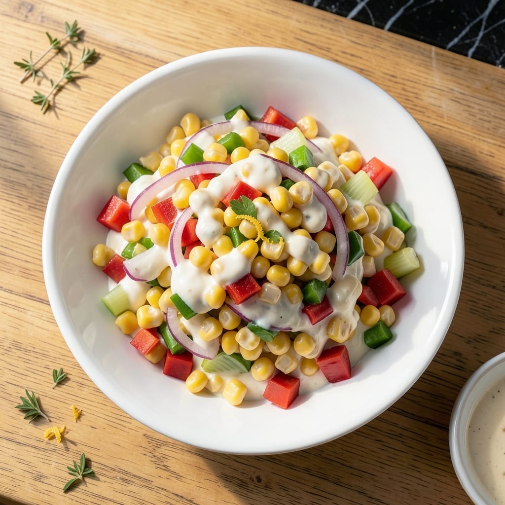 Recipe For Corn Salad With Mayonnaise: Sweet Kernel Medley With Creamy Dressing