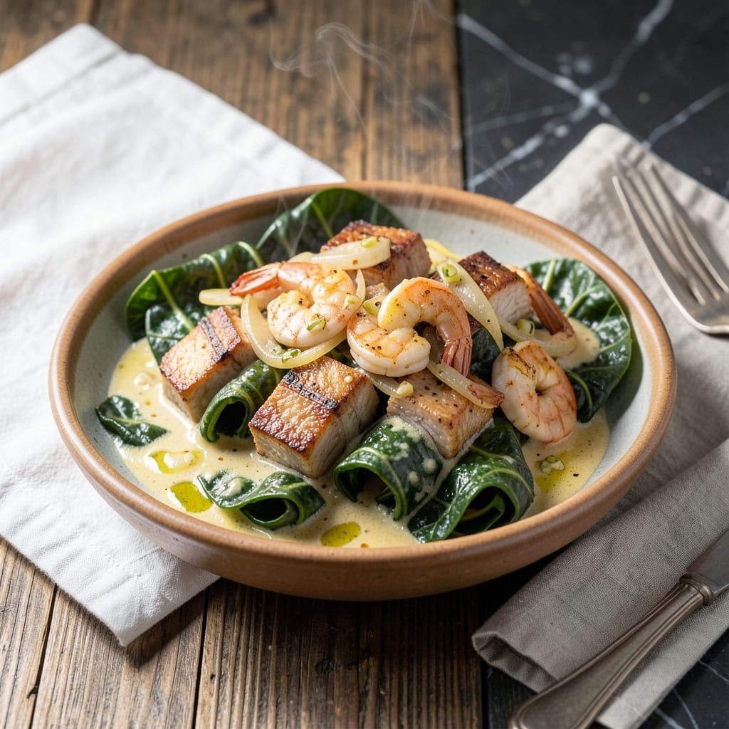 Laing Recipe With Pork And Shrimp: Coconut-Infused Taro Leaf Stew