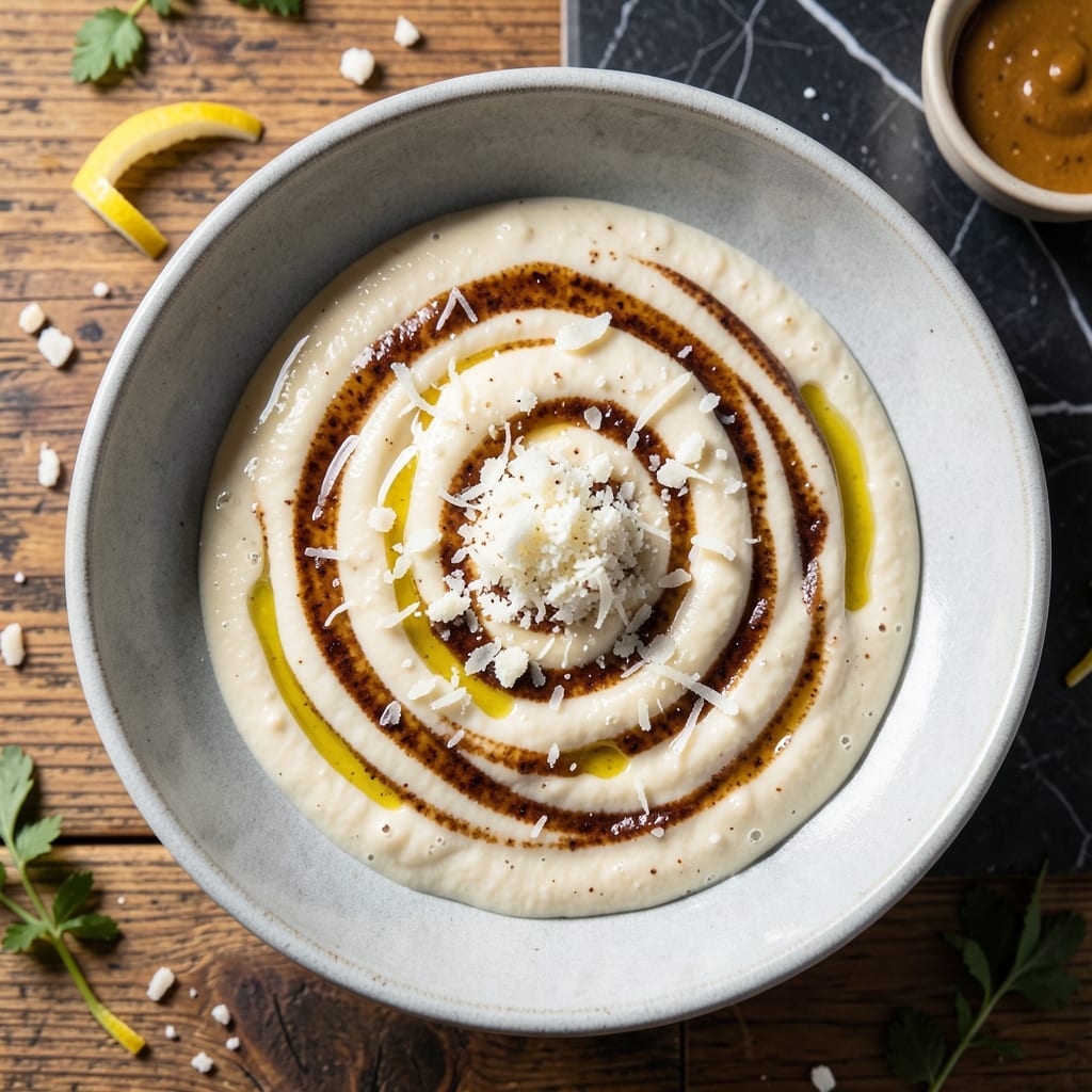 Visual representation of caesar salad dressing recipe with egg and anchovy paste