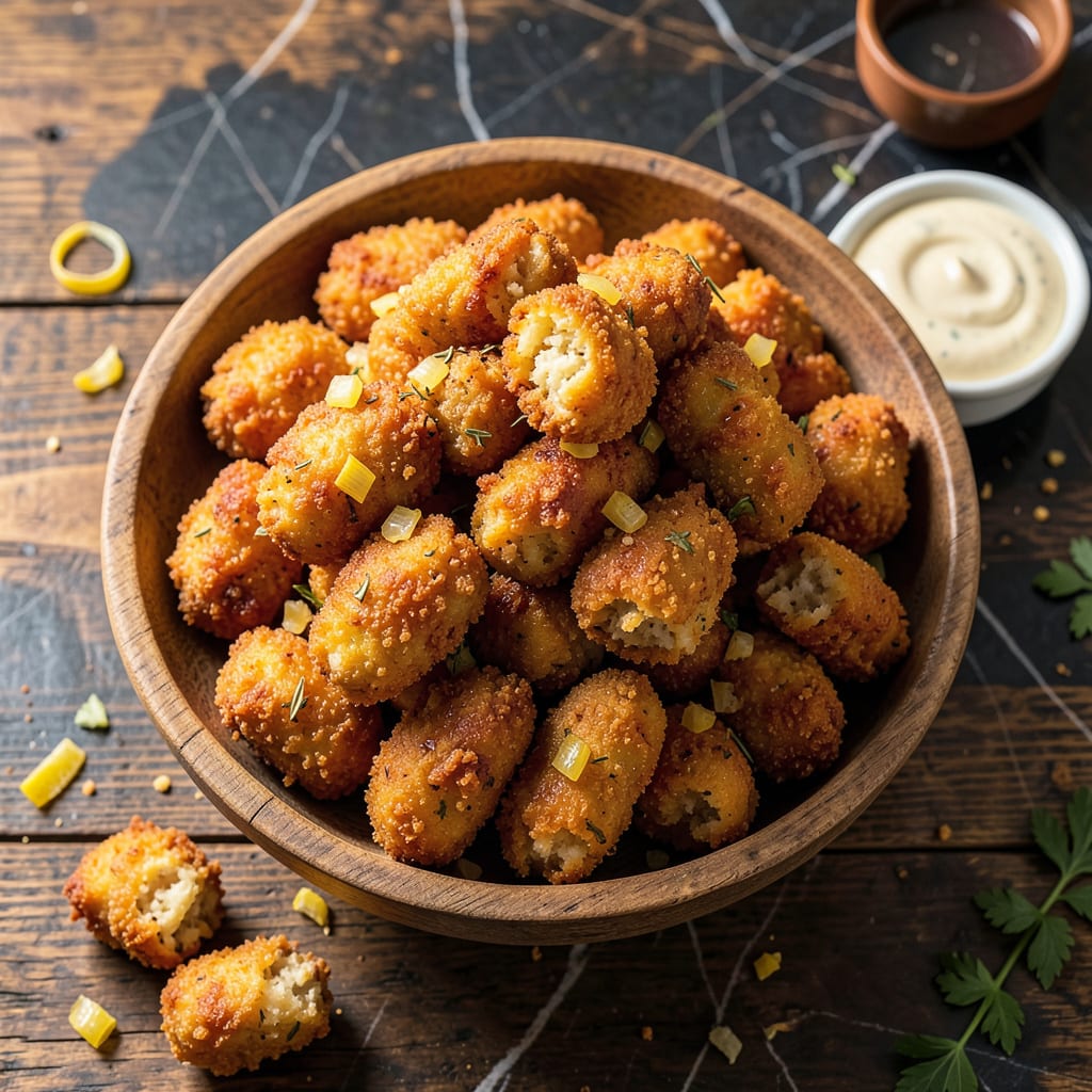 Captain D's Hush Puppy Recipe: Golden Crispy Orbs With Onion Speckles illustration with key details