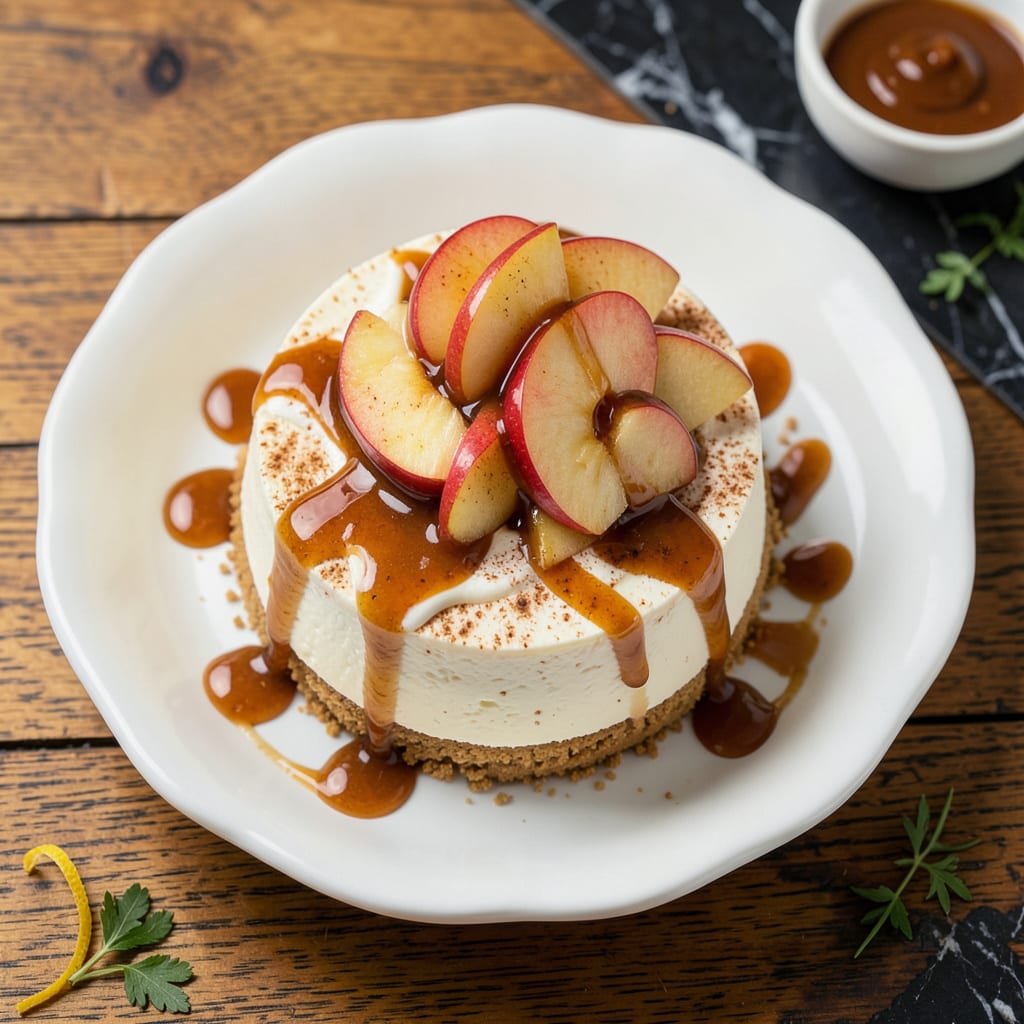 Caramel Apple Cheesecake Factory Recipe: Decadent Layers of Spiced Apples and Cream example with annotations