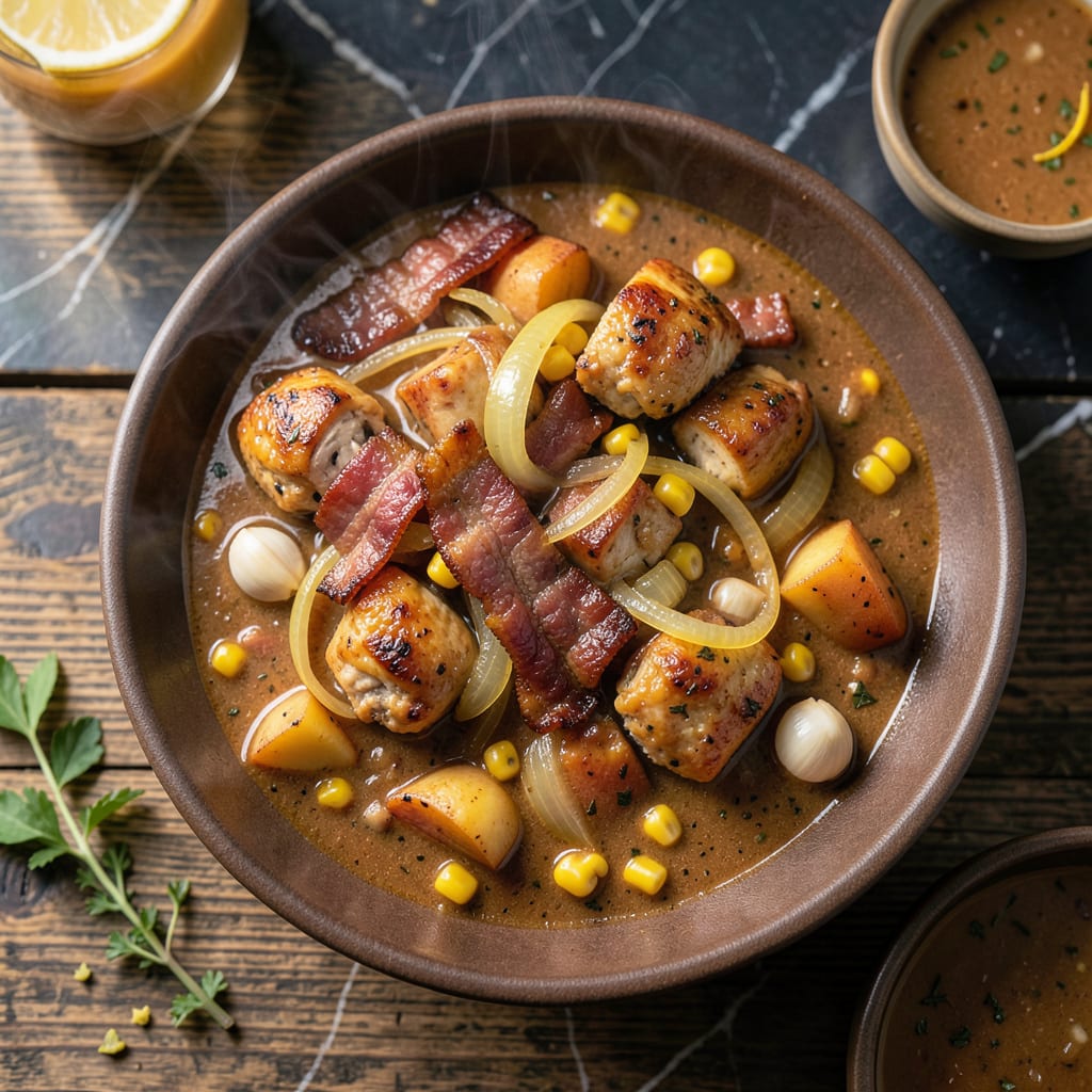 Castleberry Brunswick Stew Recipe: Smoky Southern Tradition in One Pot illustration with key details