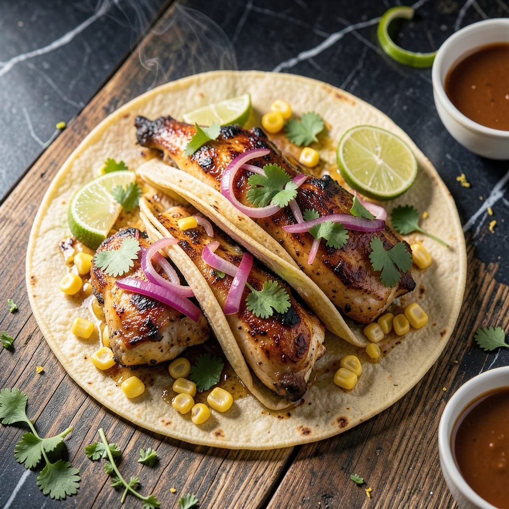 Recipe for Street Tacos: Charred Corn and Lime Zest Toppings