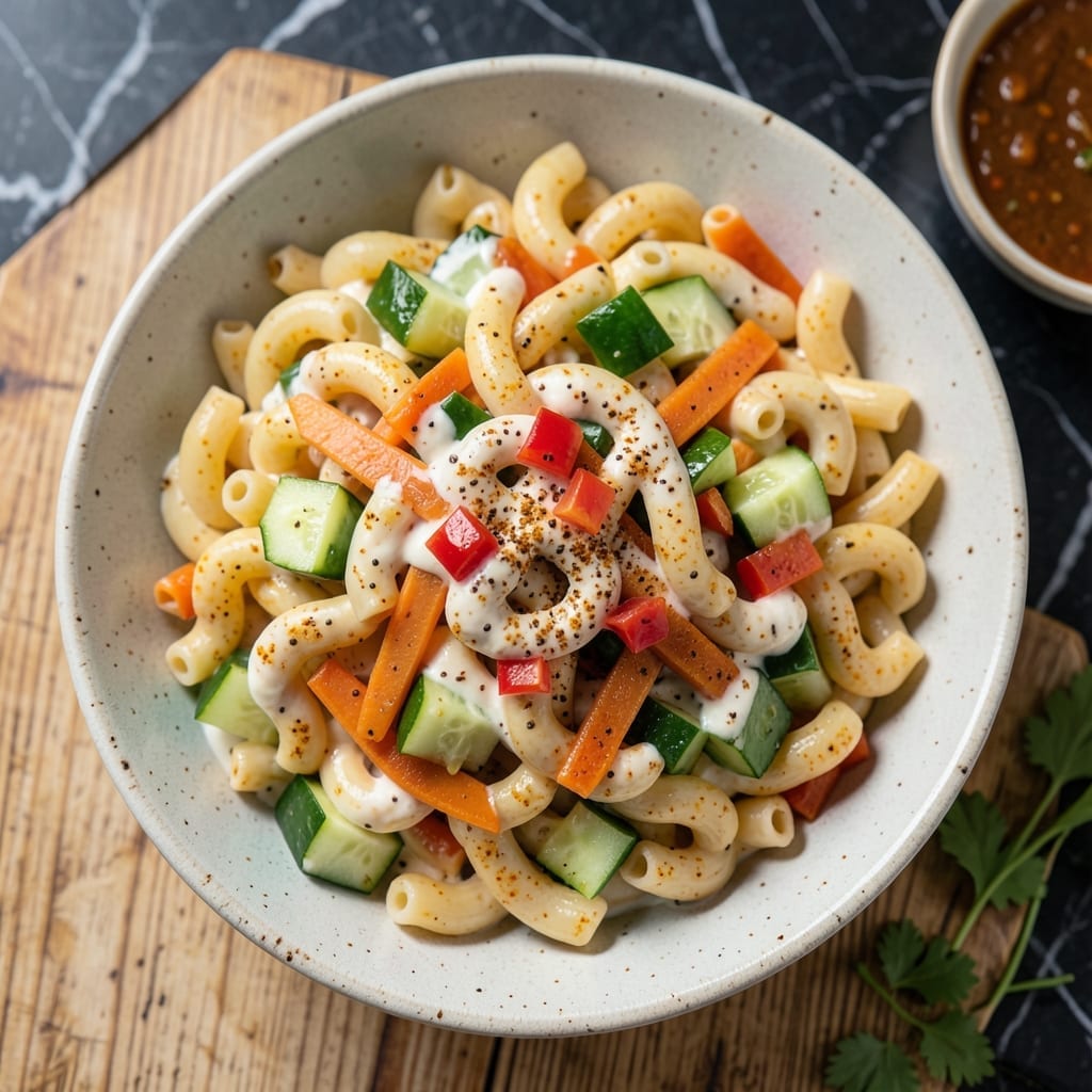 Veg Macaroni Salad Recipe Indian Style: Spiced Creaminess With Colorful Veggies Veg Macaroni Salad Recipe Indian Style: Spiced Creaminess With Colorful Veggies