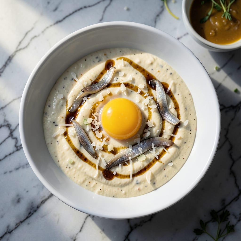 Visual representation of cesar salad dressing recipe with egg