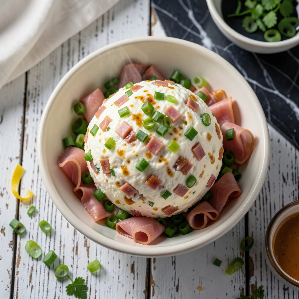 cheese ball recipe with ham and green onions detailed visual guide