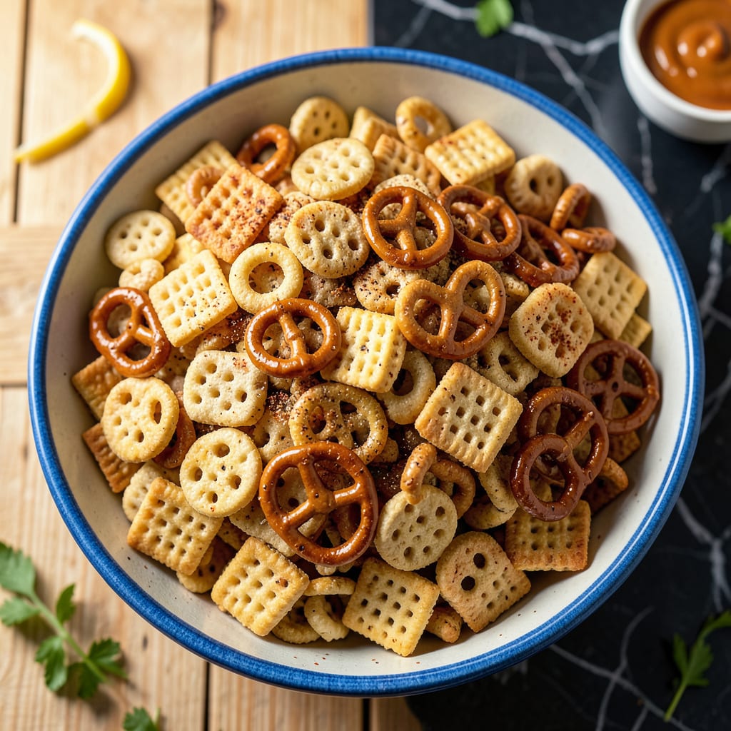 chex mix recipe no nuts example with annotations