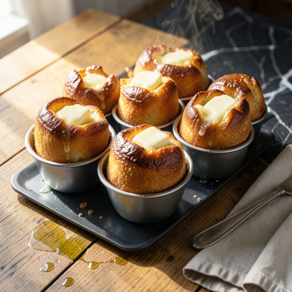 Visual representation of Chicago Metallic Popover Recipe: Sky High Golden Puffs With Crisp Edges