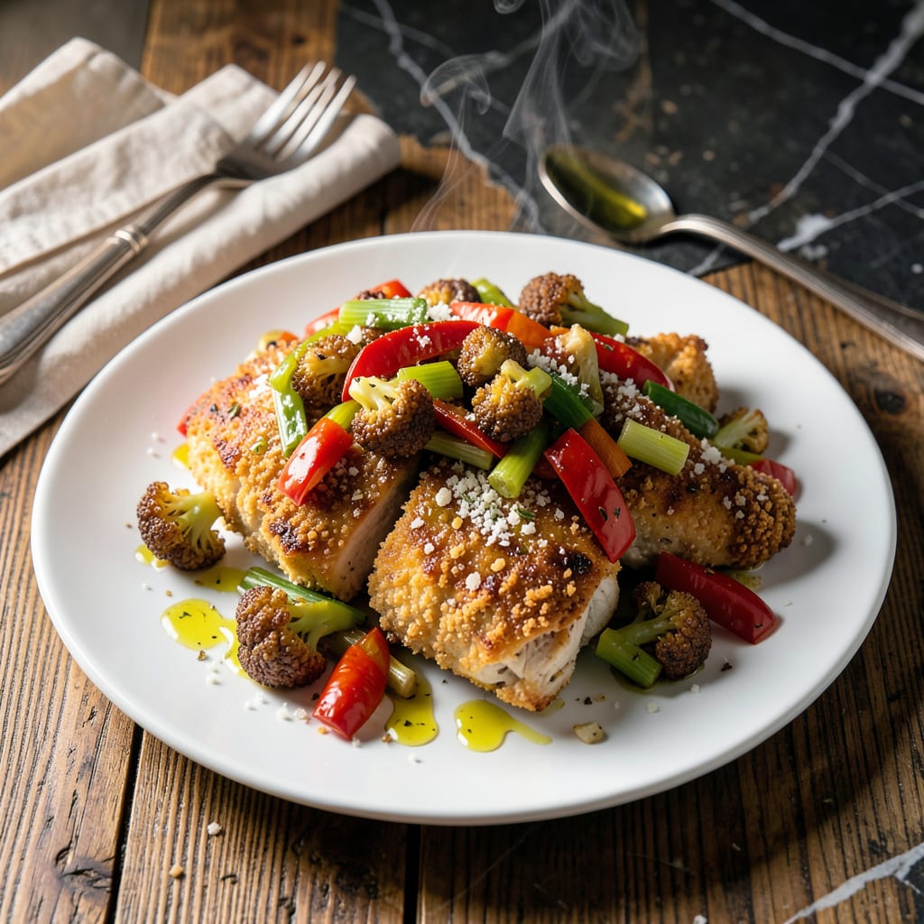Chicken Giardiniera Cooper's Hawk Recipe: Restaurant Style Italian Feast illustration with key details