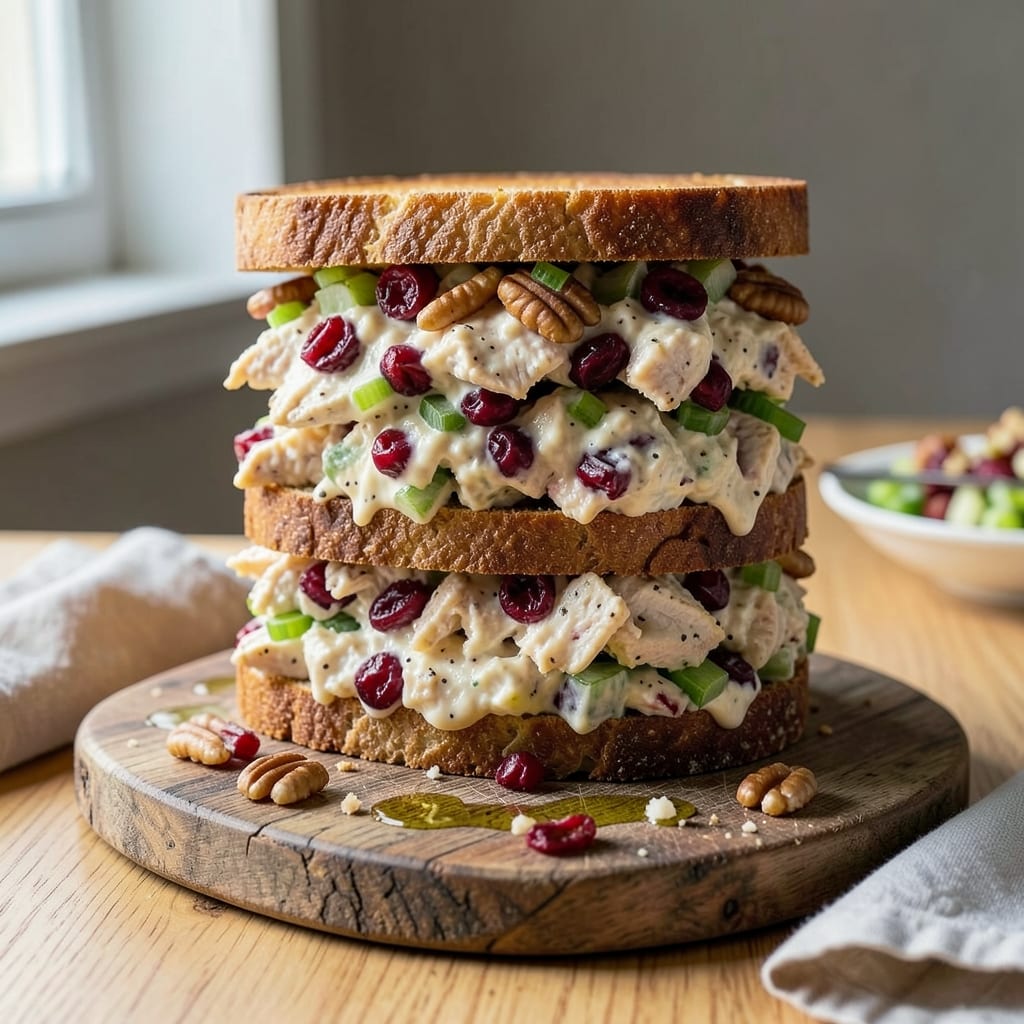 chicken salad sandwich recipe with cranberries and pecans example with annotations