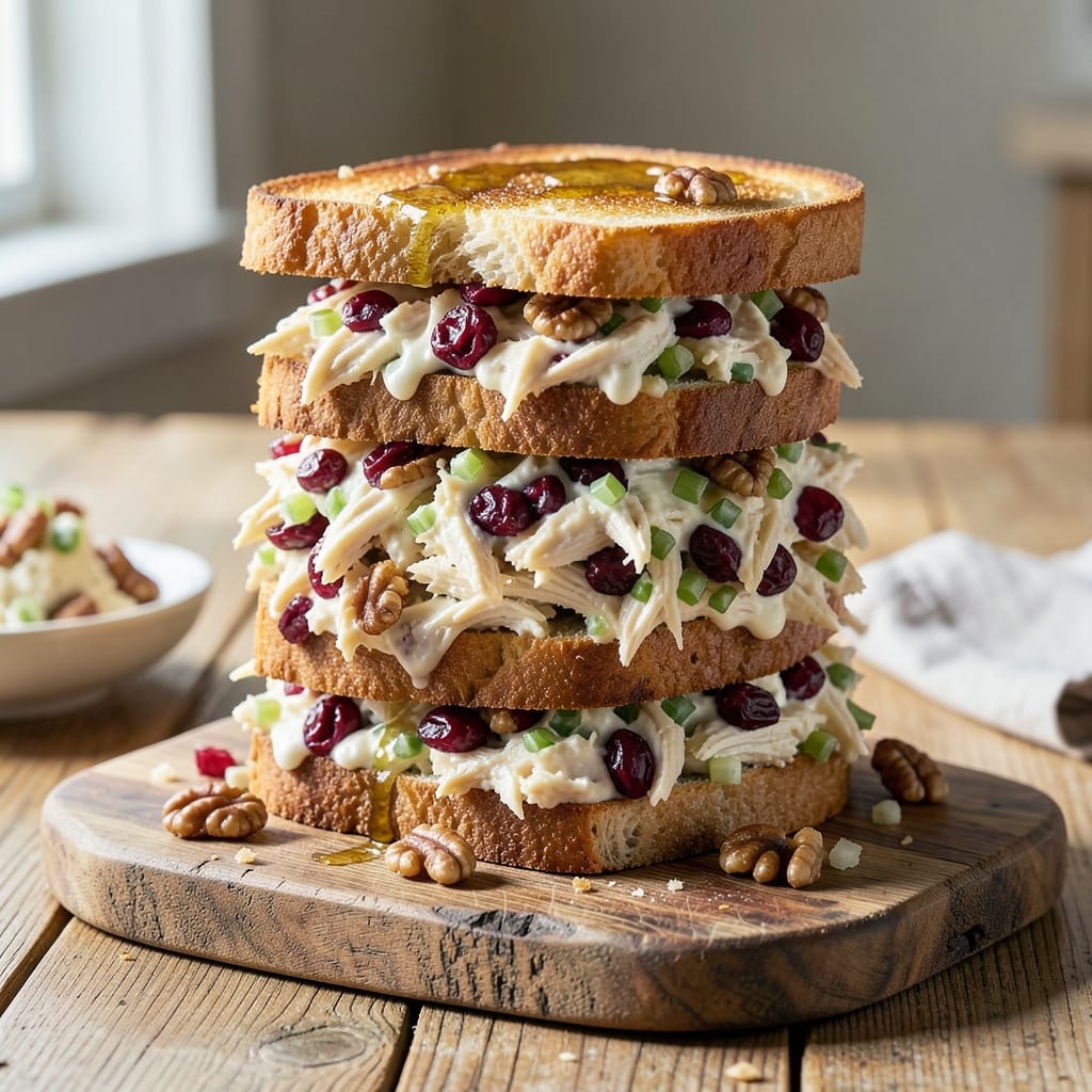 chicken salad sandwich recipe with cranberries walnuts detailed visual guide