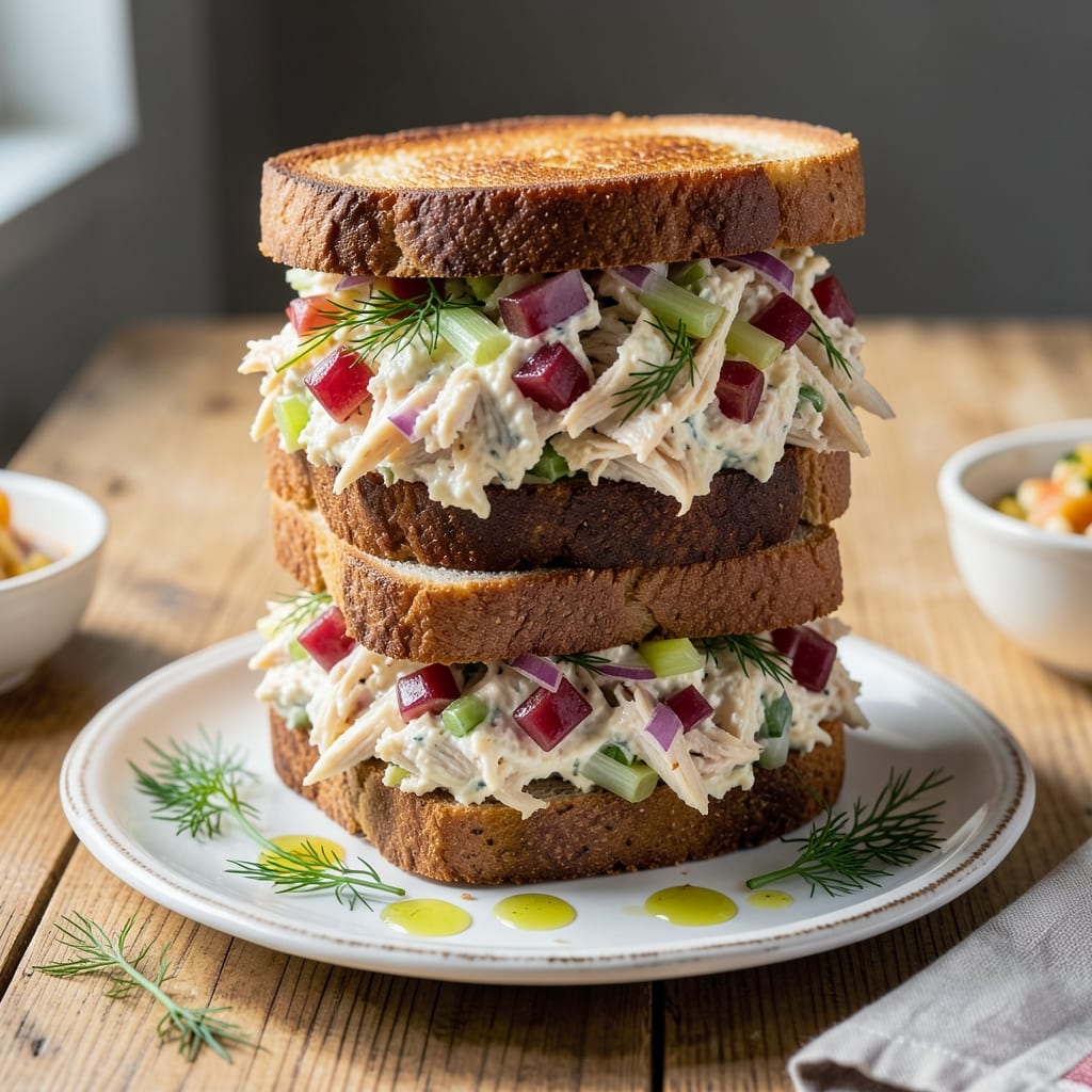 chicken salad sandwich recipe with cream cheese illustration with key details