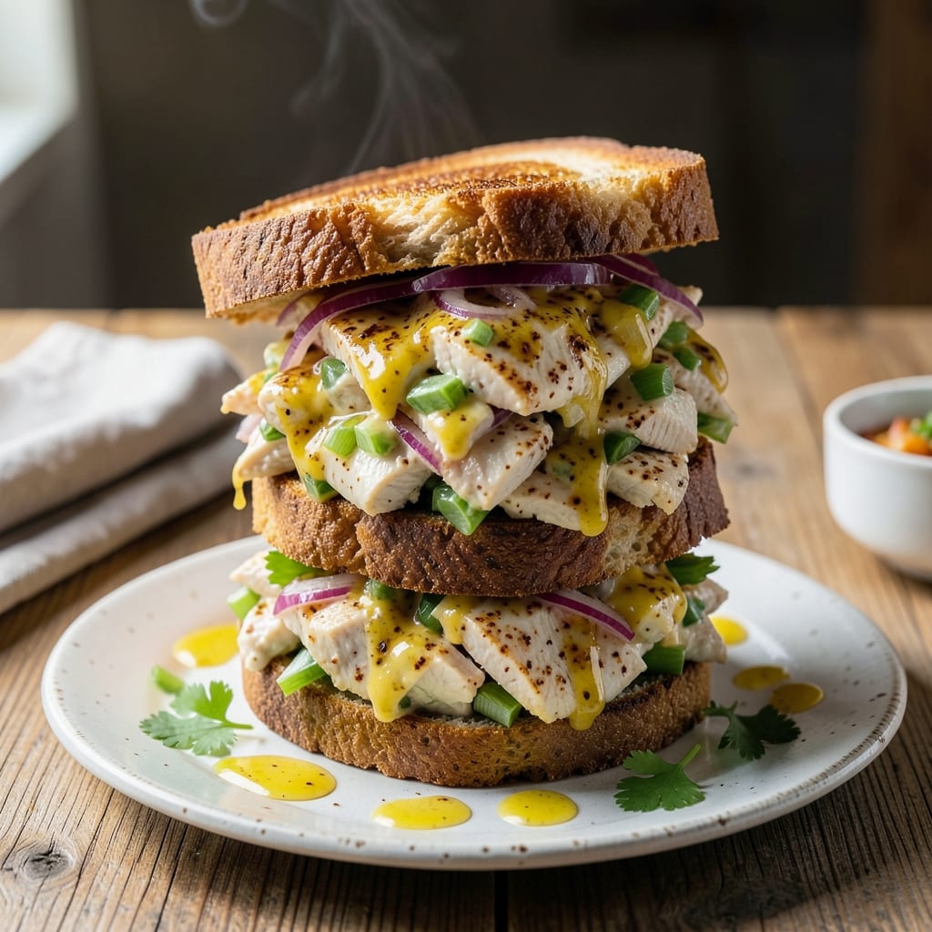 chicken salad sandwich recipe with mustard example with annotations