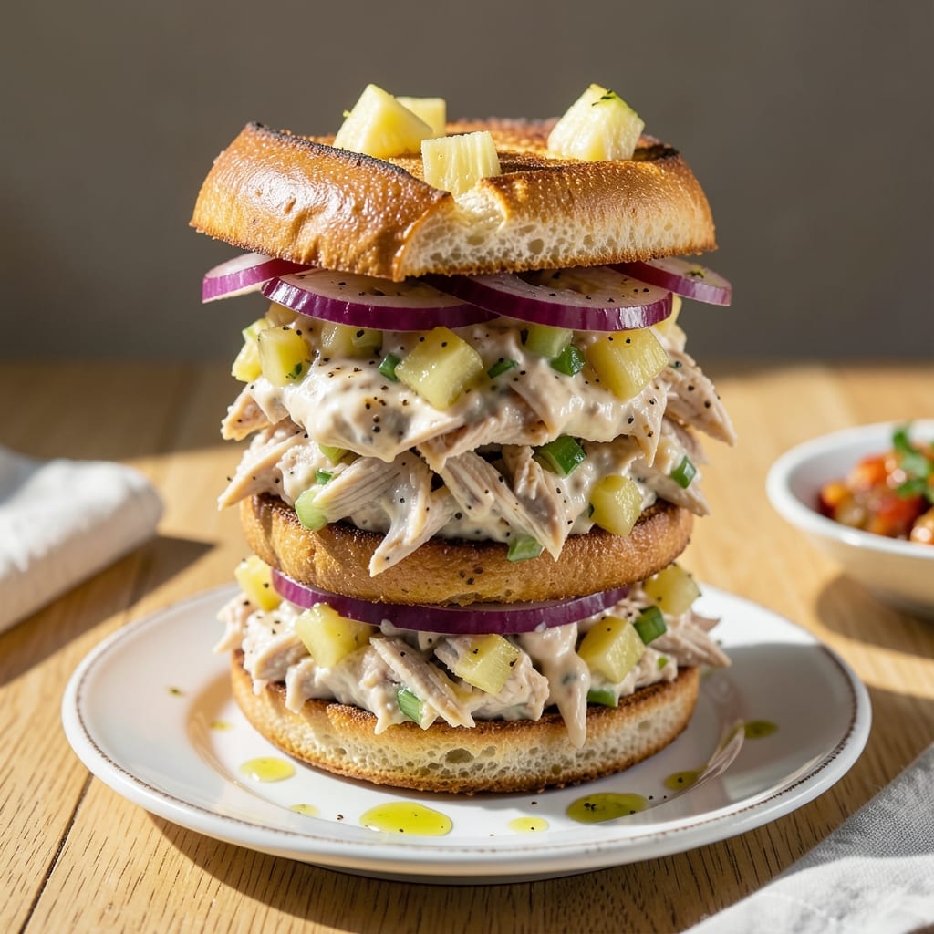 Comprehensive chicken salad sandwich recipe with pineapple visual reference