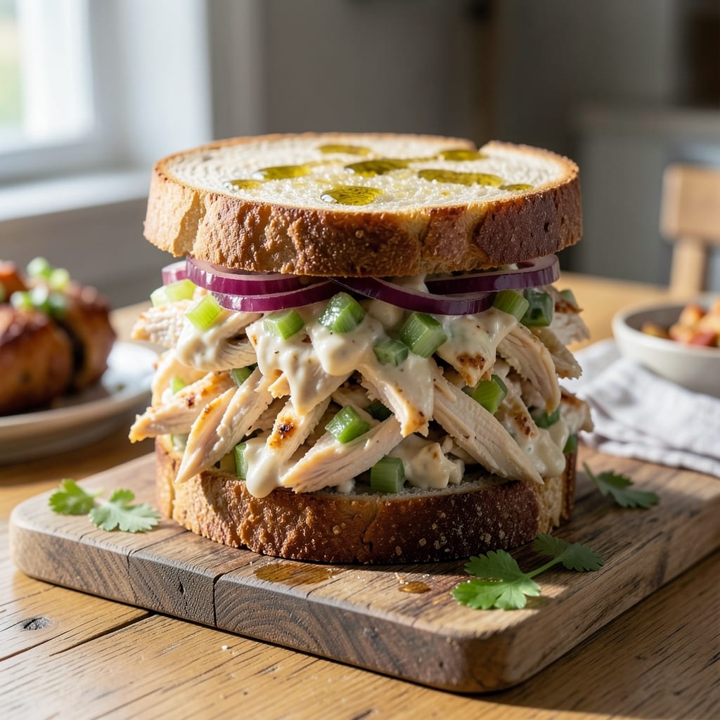 chicken salad sandwich recipe with rotisserie chicken example with annotations