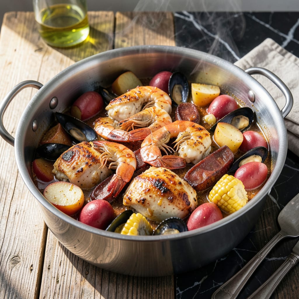 Chicken Seafood Boil Recipe: Cajun Spiced Feast in One Pot example with annotations