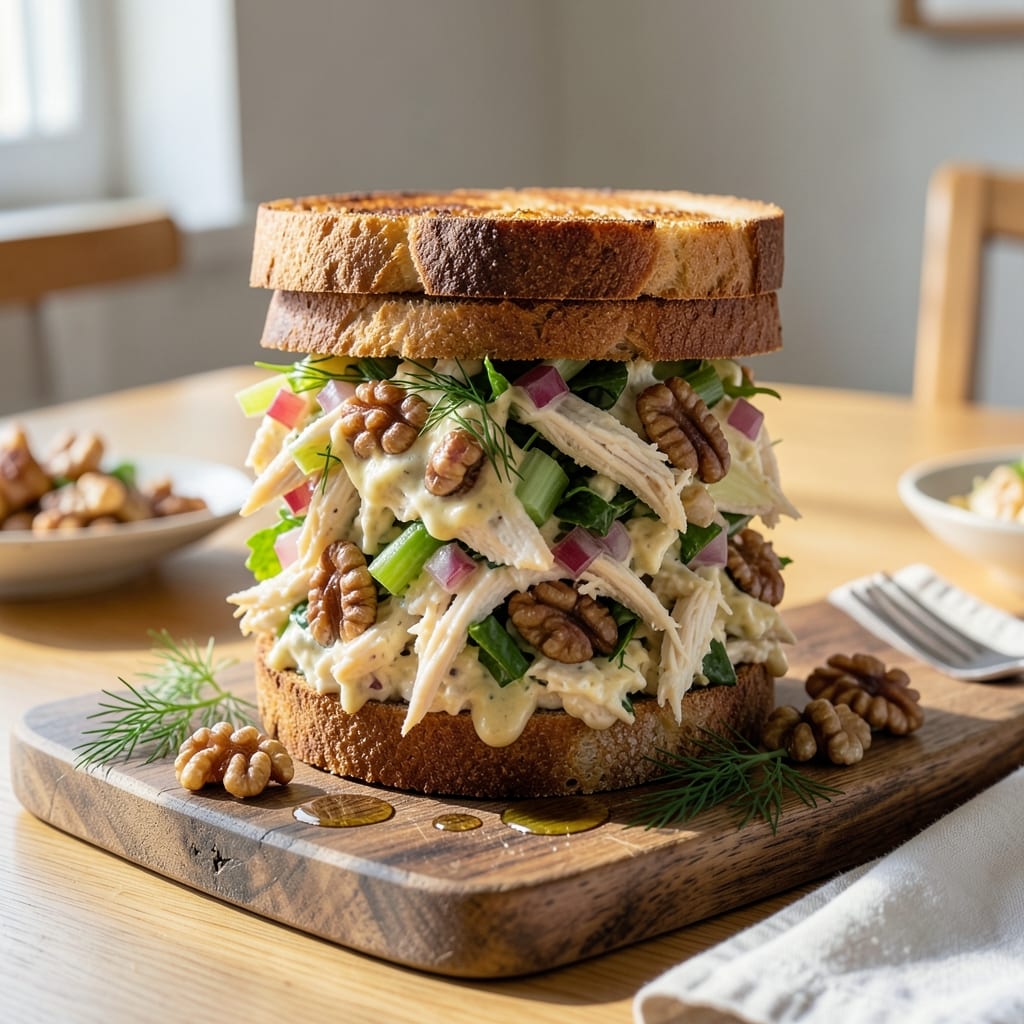Visual representation of chicken walnut salad sandwich recipe paradise bakery