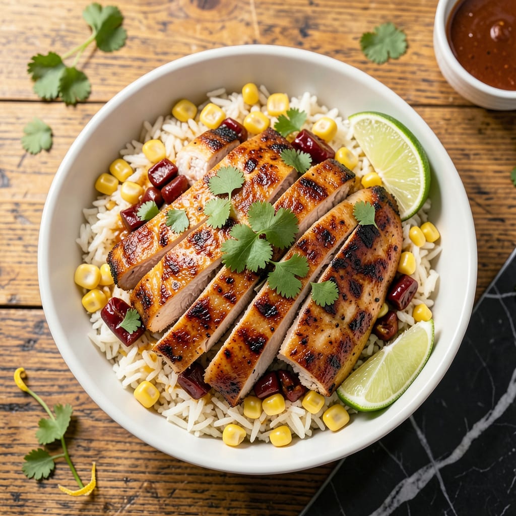 Chili's Chipotle Bowl Recipe: Smoky Adobo Layers With Cilantro Lime Rice illustration with key details