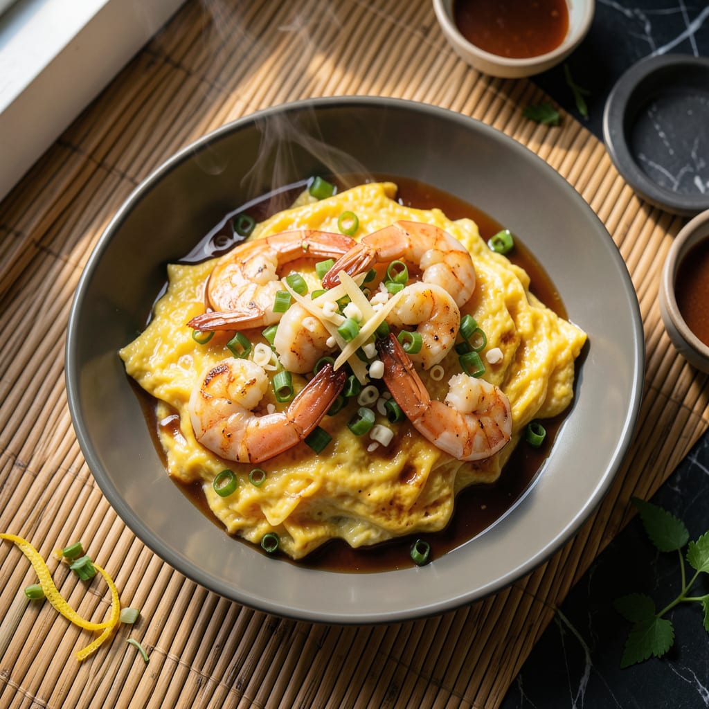 Visual representation of Chinese Shrimp and Egg Recipe: Wok Tossed Velvety Scramble